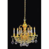 BRASS 6-ARM CRYSTAL CHANDELIER