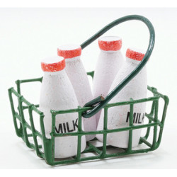 MILK BOTTLES IN BASKET