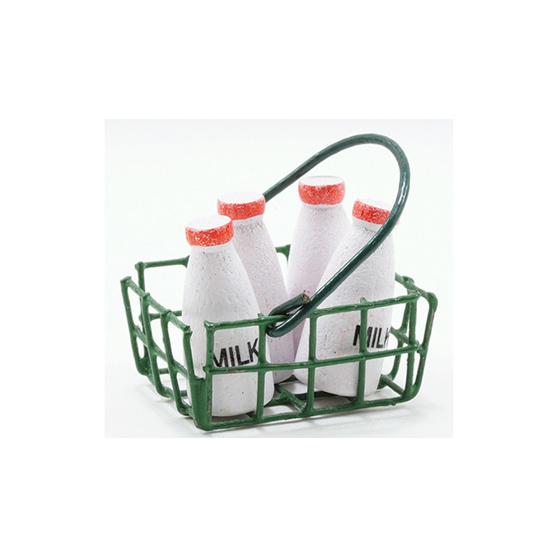 MILK BOTTLES IN BASKET