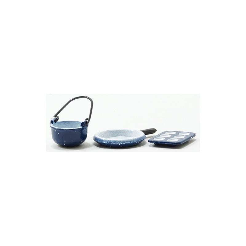 SPATTER COOKWARE SET/BLUE, 3/PC