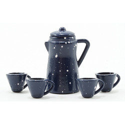 BLUE ENAMELWARE COFFEE SET, 6/PK