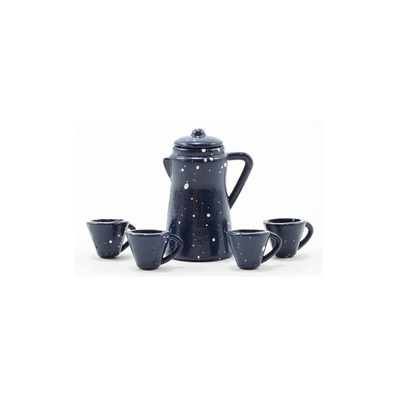 BLUE ENAMELWARE COFFEE SET, 6/PK
