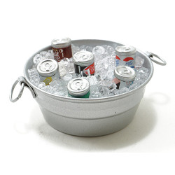 TUB W/ICE AND CANNED DRINKS