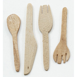 WOODEN KITCHEN UTENSILS, 4/PC
