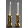 BRASS CANDLESTICKS & CANDLES 2PC