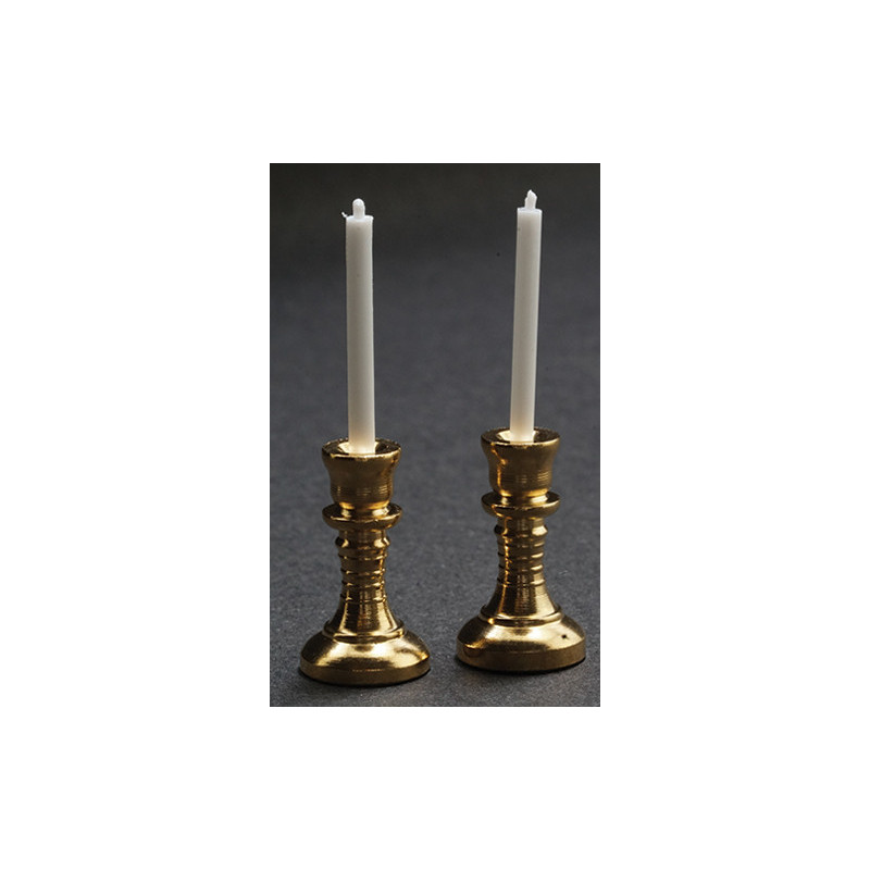 Brass Candlesticks & Candles