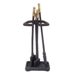 GOLD-HANDLED FIREPLACE SET