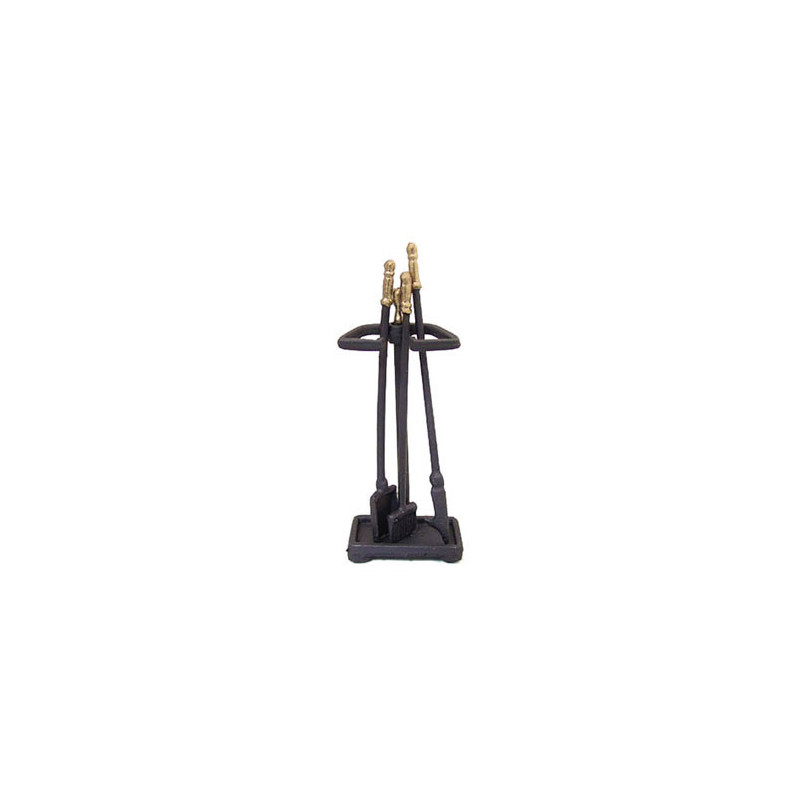 GOLD-HANDLED FIREPLACE SET