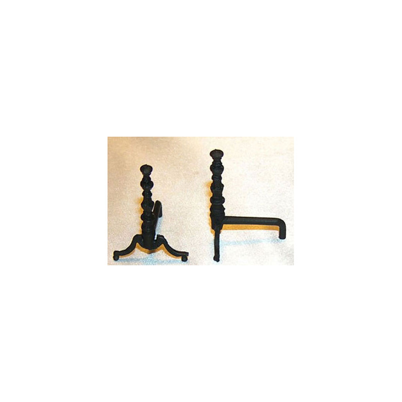 FIREPLACE ANDIRONS, LONG, BLACK, 2PC