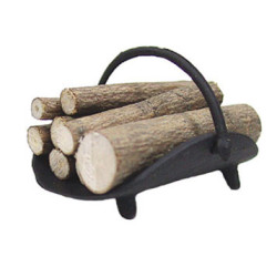 FIREPLACE LOG HOLDER W/LOGS