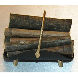 FIREPLACE LOG HOLDER W/LOGS,BK/GD CO