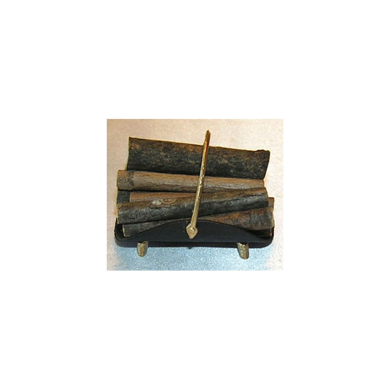 FIREPLACE LOG HOLDER W/LOGS,BK/GD CO