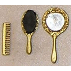 MIRROR/BRUSH/COMB SET, GOLD COLOR