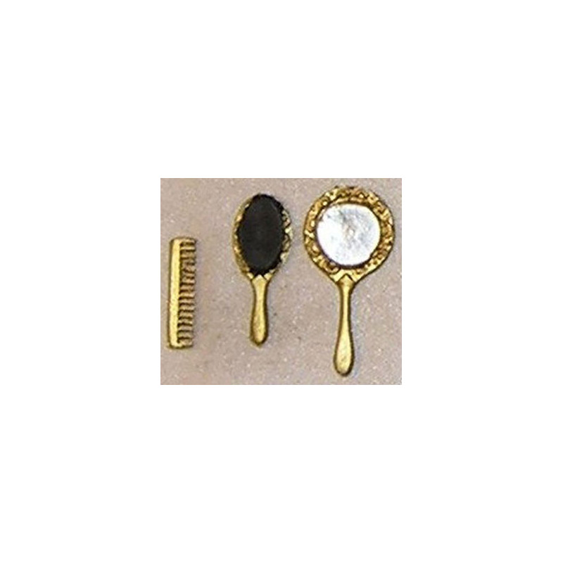 MIRROR/BRUSH/COMB SET, GOLD COLOR