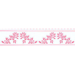 BORDER: ACORNS, PINK ON WHITE