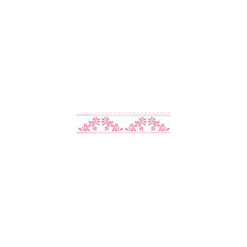 BORDER: ACORNS, PINK ON WHITE