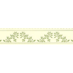 BORDER: ACORNS, GREEN ON CREAM