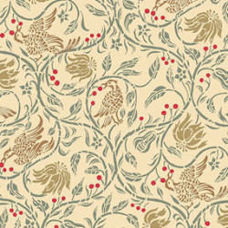 6 pack Wallpaper: Birds & Berries, Cream Background