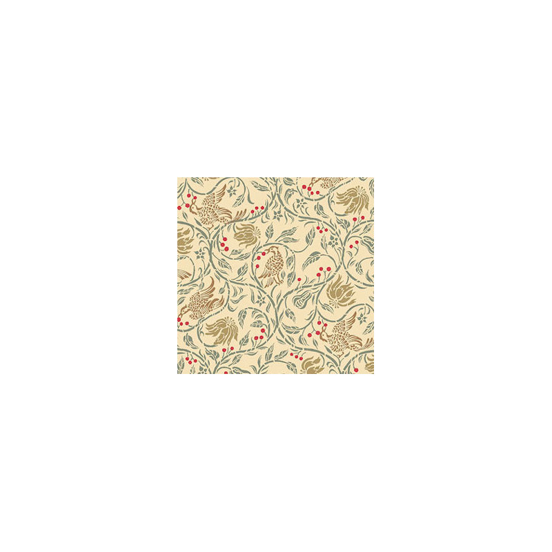 6 pack Wallpaper: Birds & Berries, Cream Background