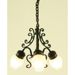 &CK3011: CHANDELIER, 3-LT FROSTED GLOBE
