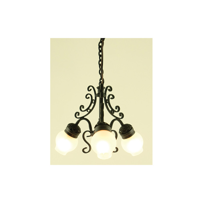 &CK3011: CHANDELIER, 3-LT FROSTED GLOBE