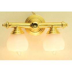 Brass Double Wall Lamp W/White
