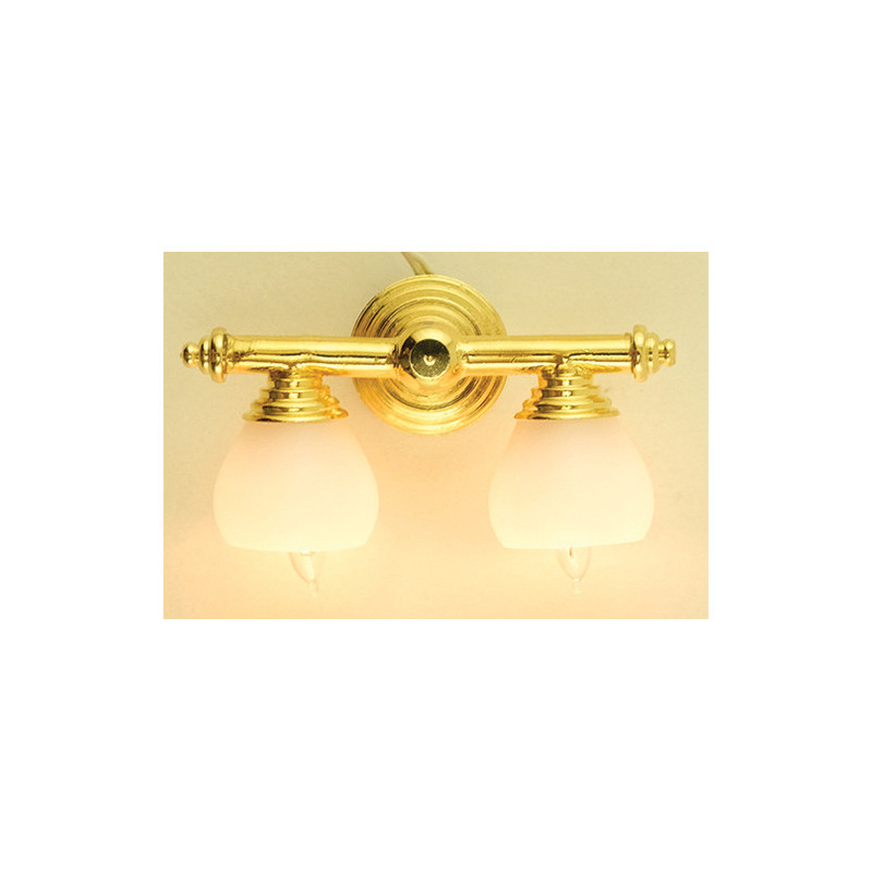 Brass Double Wall Lamp W/White