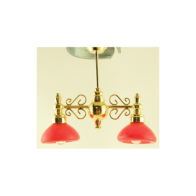 Billiard Chandelier W/Red Shad