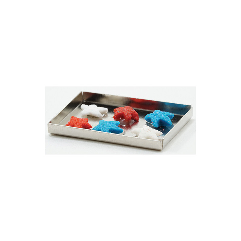 Red White & Blue Cookies On Baking Sheet