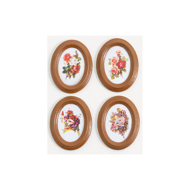 FRAMED OVAL PICTURES 4PCS.