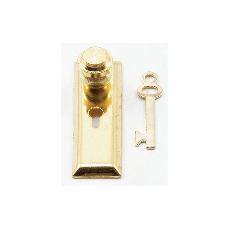 Door Knob with Key Plate and Key, 2pk