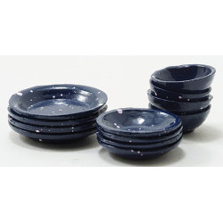 Blue Spatter Dish Set