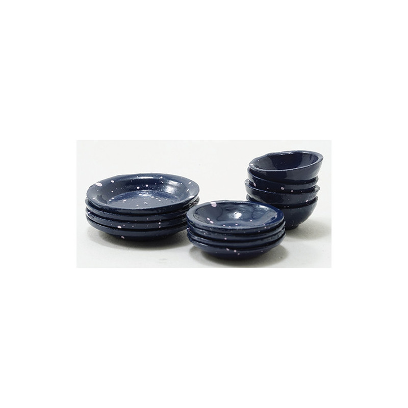 Blue Spatter Dish Set