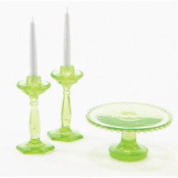 Cake Plate Set, Green