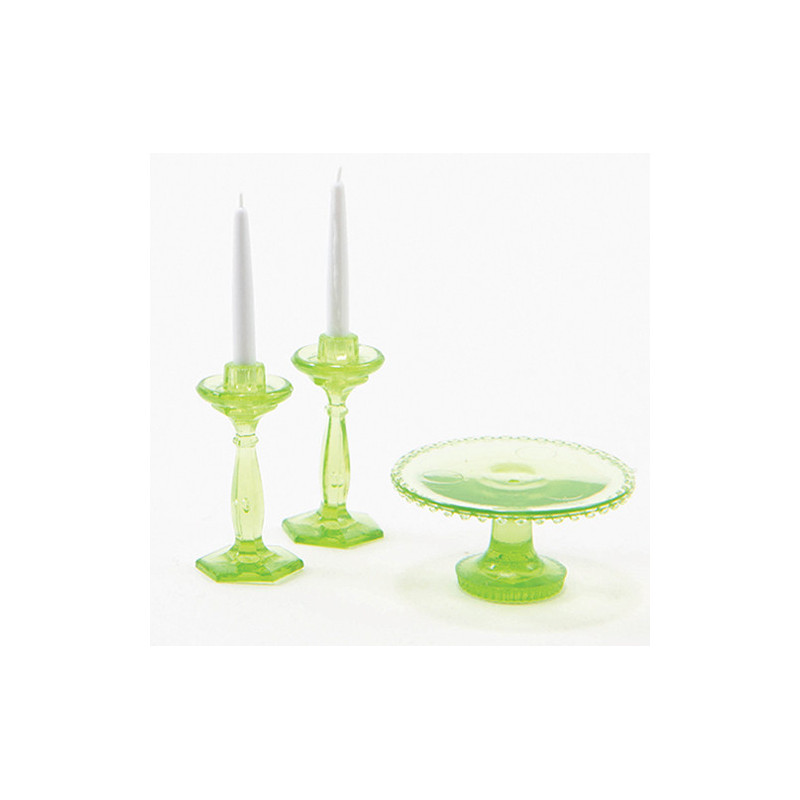 Cake Plate Set, Green