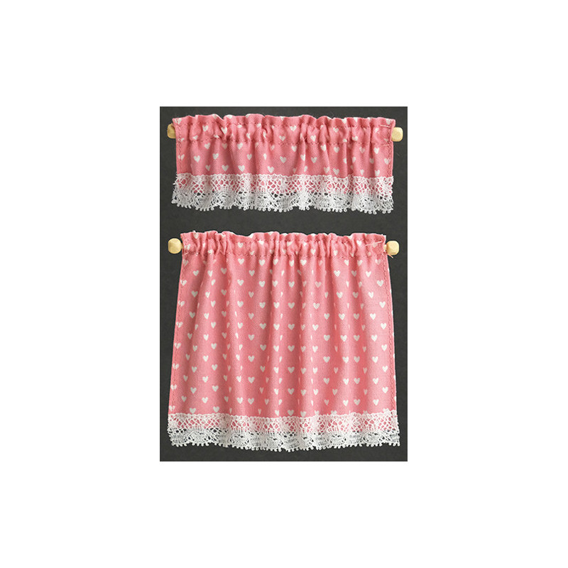 Pink Nursery Hearts Cottage Curtains