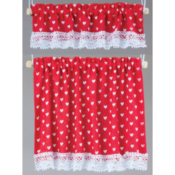 Red Nursery Hearts Cottage Curtains