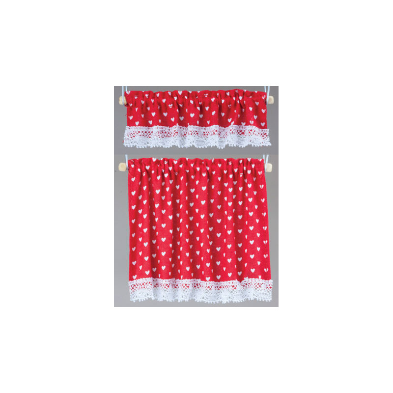Red Nursery Hearts Cottage Curtains