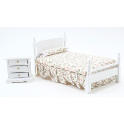 White Bed and Night Stand Set