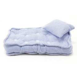Single Matress w Pillow Blue White