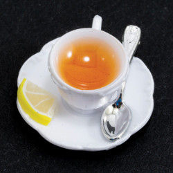 Cup Of Hot Tea W Lemon On Saucer W Spoon