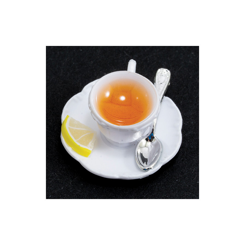 Cup Of Hot Tea W Lemon On Saucer W Spoon