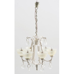 Contemporary Crystal Drop Chandelier Ivory