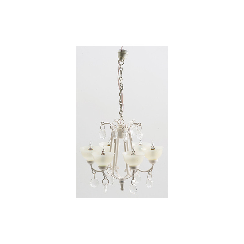 Contemporary Crystal Drop Chandelier Ivory
