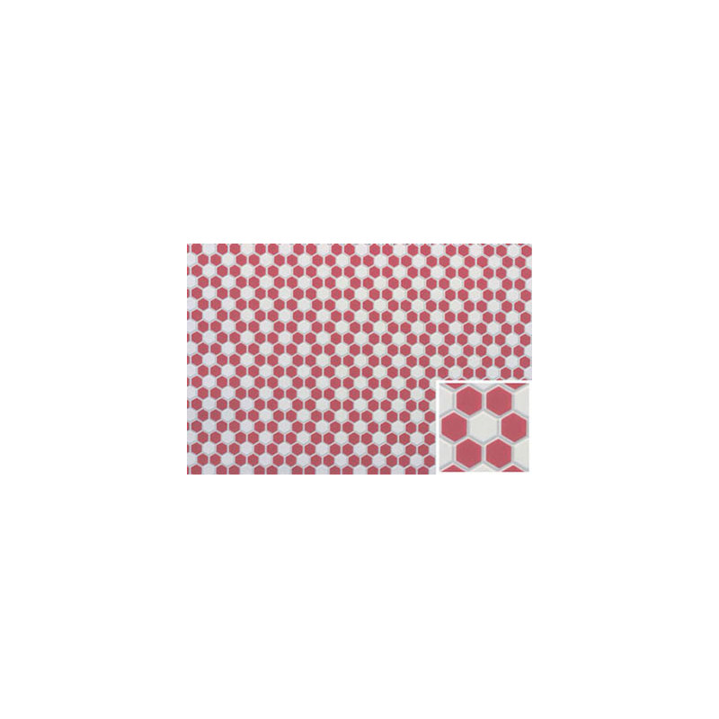Tile Hexagons 12 x 16 Red White