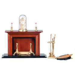 Fireplace Set, Walnut, 9pc