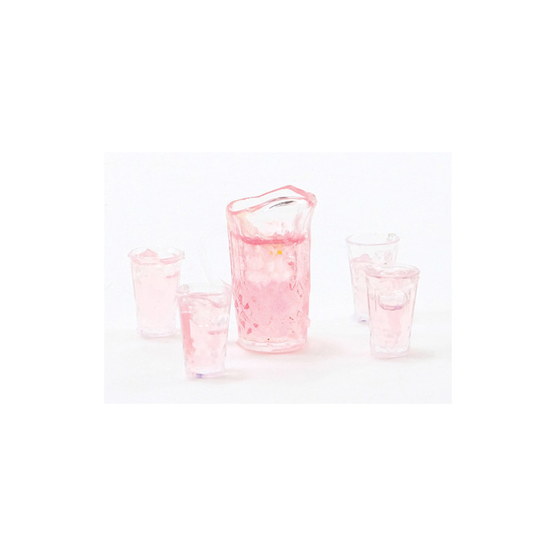 Pink Lemonade Set Of Pitcher W 4 Glasses