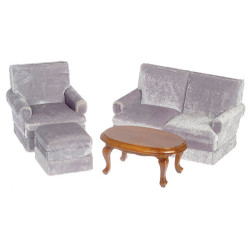 Gray & Walnut Living Room Set