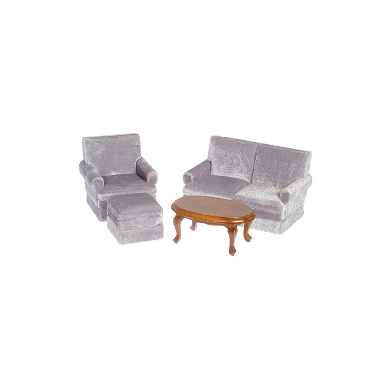 Gray & Walnut Living Room Set