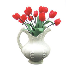 Red Tulips In Pitcher